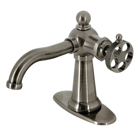 Kingston Brass KSD354RKXVN Single-Handle Bathroom Faucet with Push Pop-Up, Black Stainless KSD354RKXVN